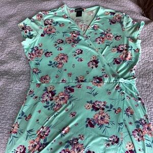 Green Floral Wrap Dress
